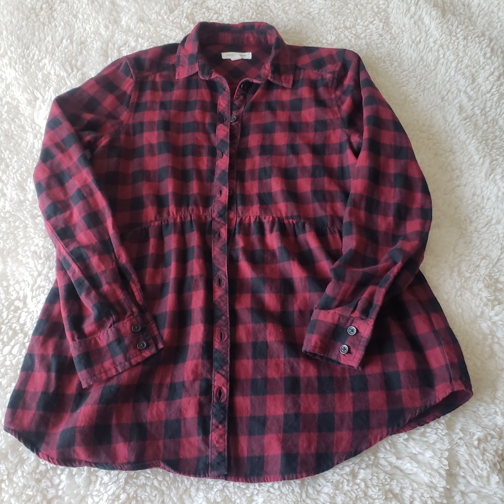 EUC Nordstrom BeachLunchLounge Red & Black Checkered Flared, Flannel, XS/TP